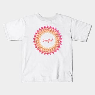 Soulful - Meditation Quote Mandala Illustration Print Design GC-092-18 Kids T-Shirt